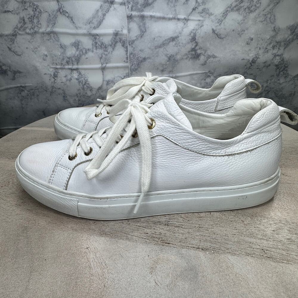 M.Gemi Women’s White Leather Sneakers Size 40 Italian Made Low Top Shoes - Picture 4 of 13